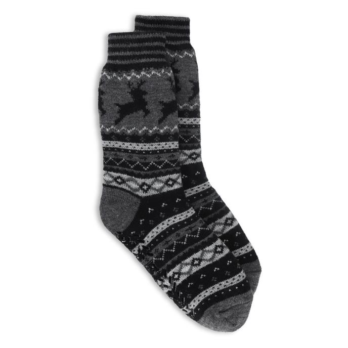 totes toasties® Mens Single Sherpa Line Slipper Socks Grey Mix Extra Image 2